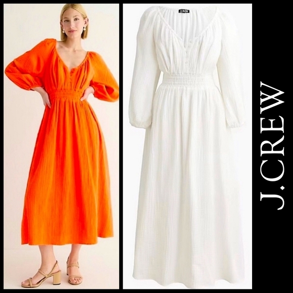 J. Crew Midi Peasant Gauze Dress - Picture 1 of 12